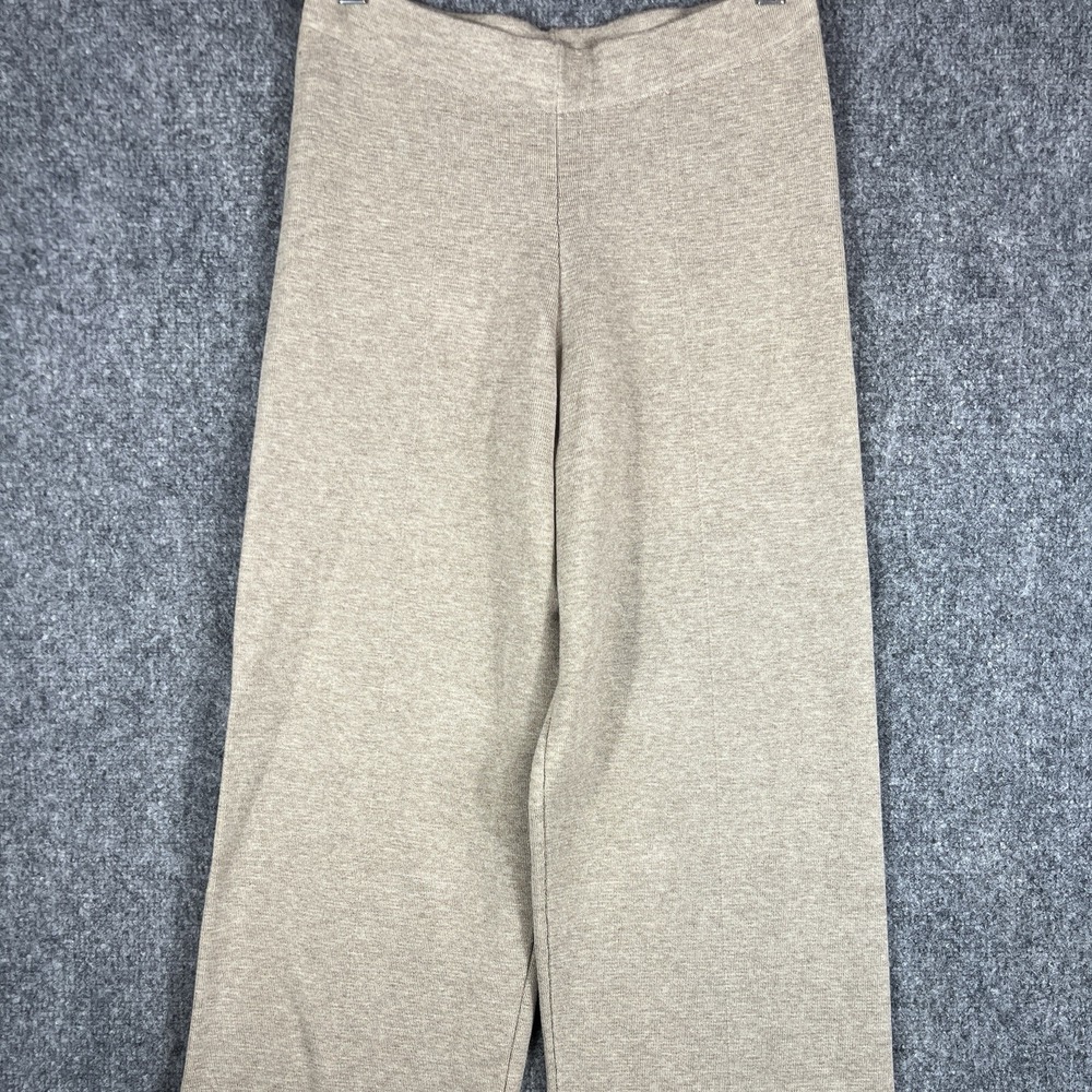 Zara Women's M Beige Taupe Knit Pants Ribbed Stretch Pull On Casual